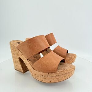 Korks Kork Ease Dezi Sandals Platform Brown Vegan Strappy Chunky Heel Size 10